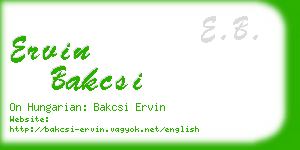 ervin bakcsi business card